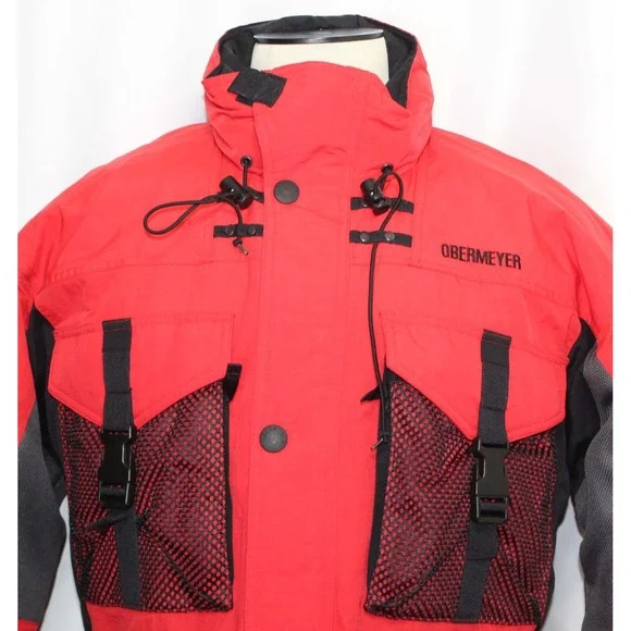 Obermeyer Everest Red Black Winter Ski Snow Jacket Mens Size Medium - Picture 2 of 10